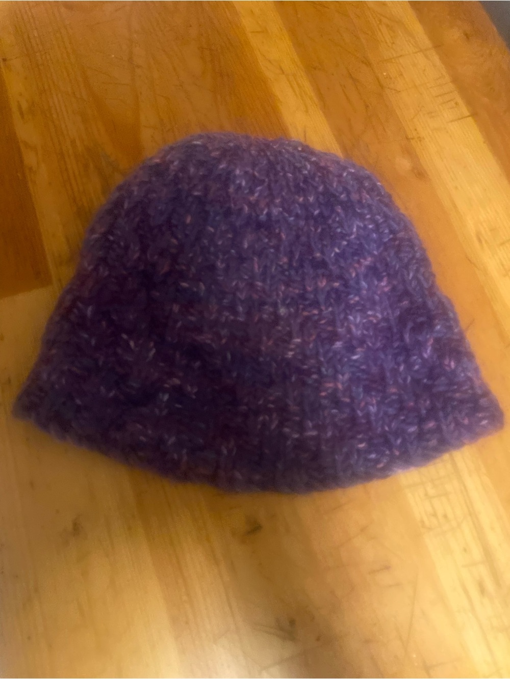 Handknit Purple Chunky Beanie